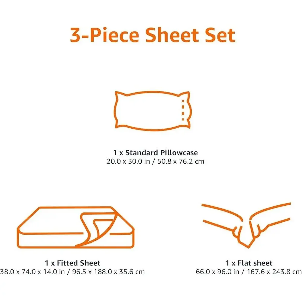 Amazon Basic Twin 3-Piece Microfiber Bed Sheet Set Blue Damask Soft Wrinkle-Free